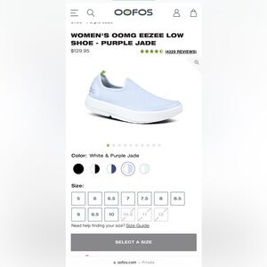 NWT Oofos OOmg eezee low shoe in a beautiful pale blue